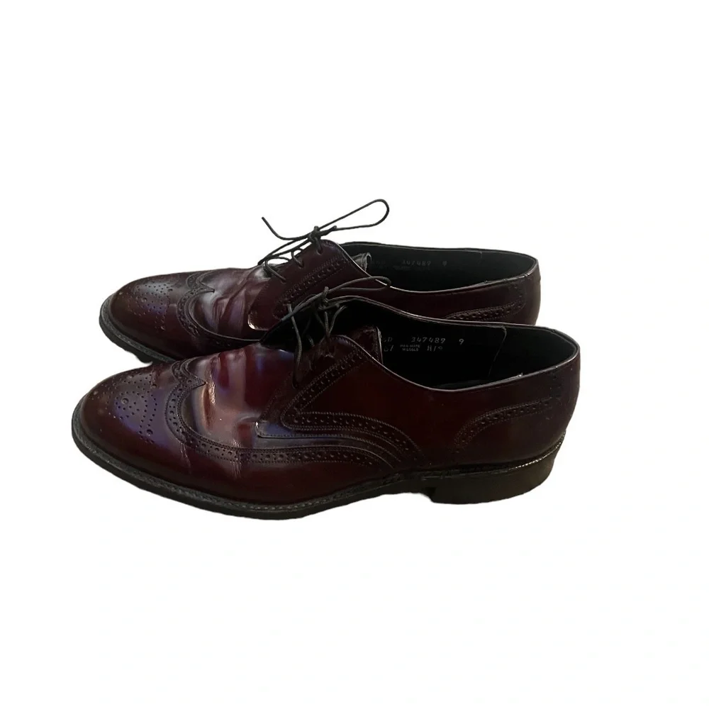 Freeman Ultra-Flex Hendrix Wingtip Leather Oxford Men’s Burgundy Size 9‎
